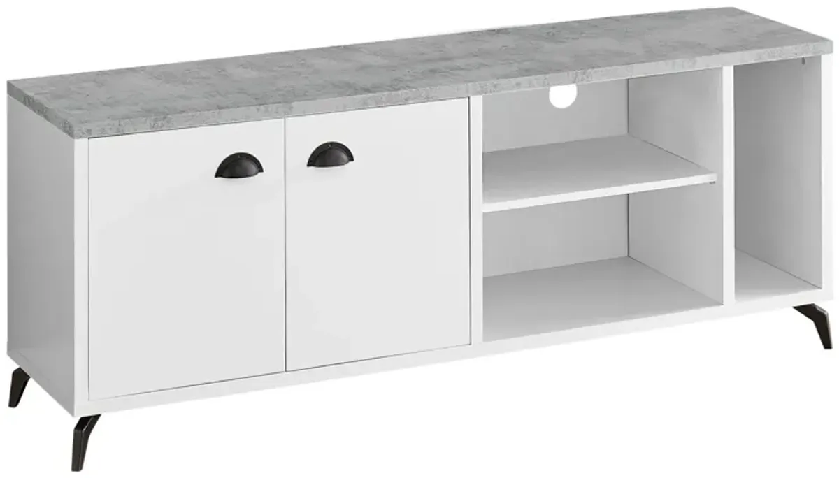 Cabinet Enclosed, Storage TV Stand - White