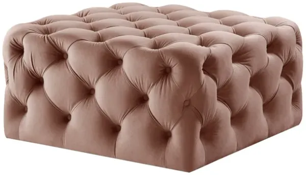 Velvet Rolling Tufted Cocktail Ottoman - Blush
