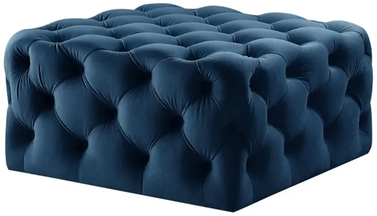 Velvet Rolling Tufted Cocktail Ottoman - Navy Blue