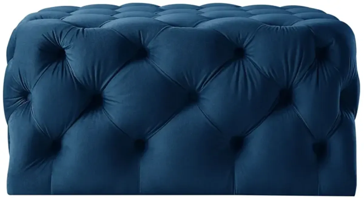 Velvet Rolling Tufted Cocktail Ottoman - Navy Blue