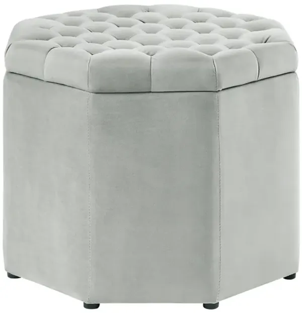 Velvet Tufted Specialty Storage - Light Gray / Black