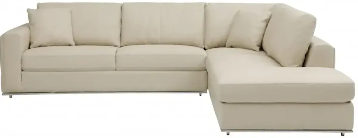 Italian Leather Reclining L Shaped 2 Piece Corner Sectional - Beige