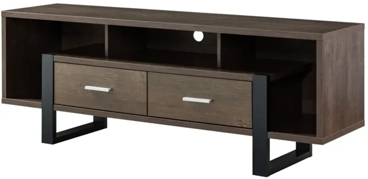 Manufactured Wood Cabinet Enclosed Storage TV Stand - Walnut Oak / Black