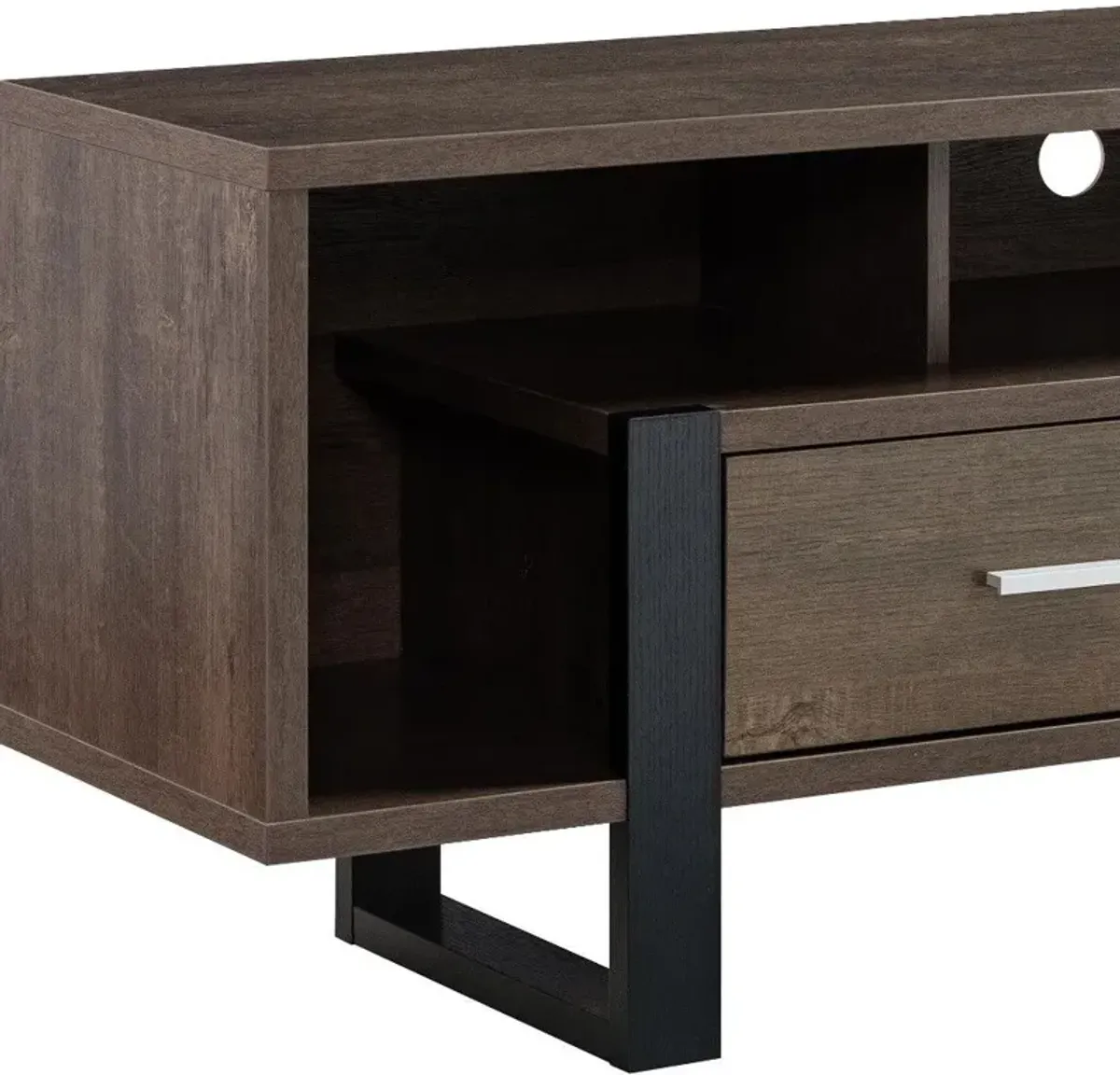 Manufactured Wood Cabinet Enclosed Storage TV Stand - Walnut Oak / Black