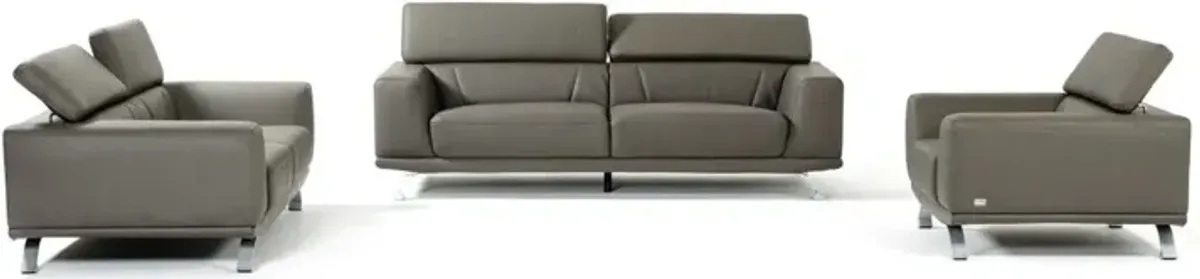 Three Piece Faux Leather Six Person Seating Set - Dark Gray
