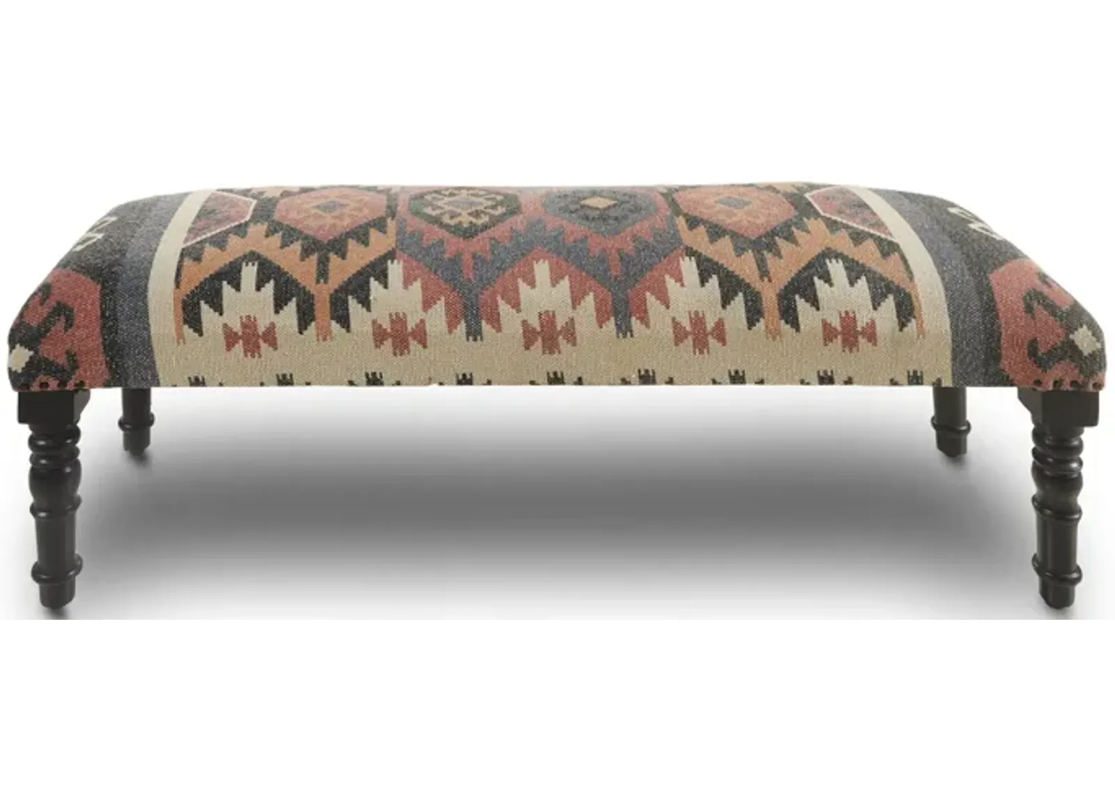 Leg Southwest Upholstered Bench - Brown Red / Natural Black