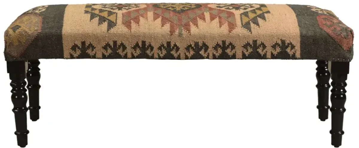 Leg Southwest Upholstered Bench - Shades Of Brown Black