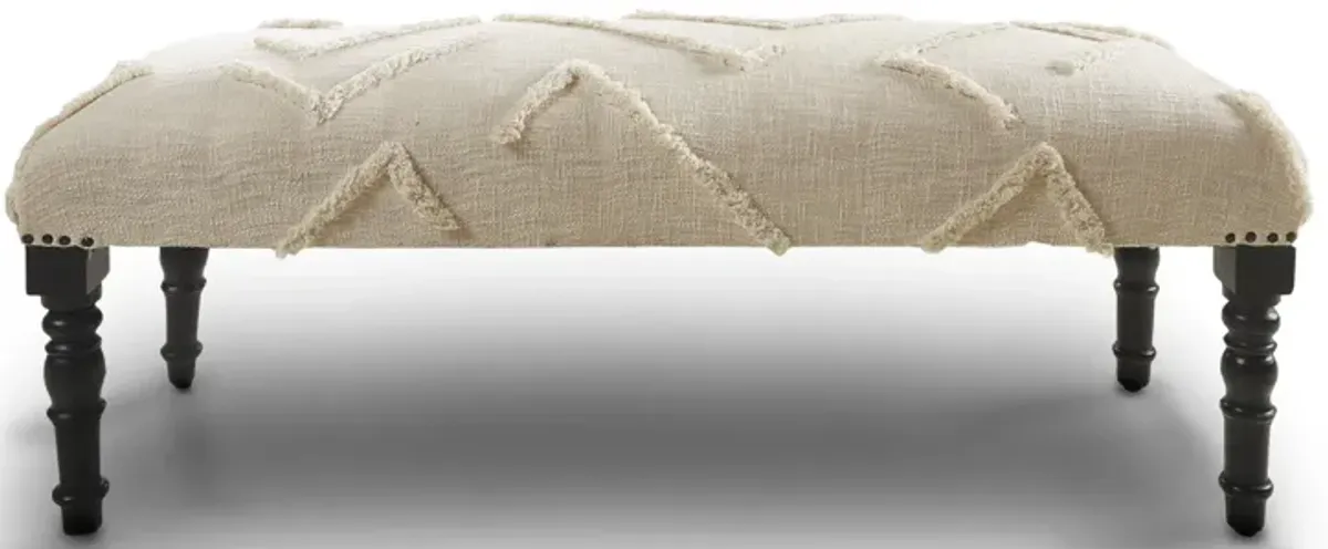 Leg Abstract Upholstered Bench - Cream / Black