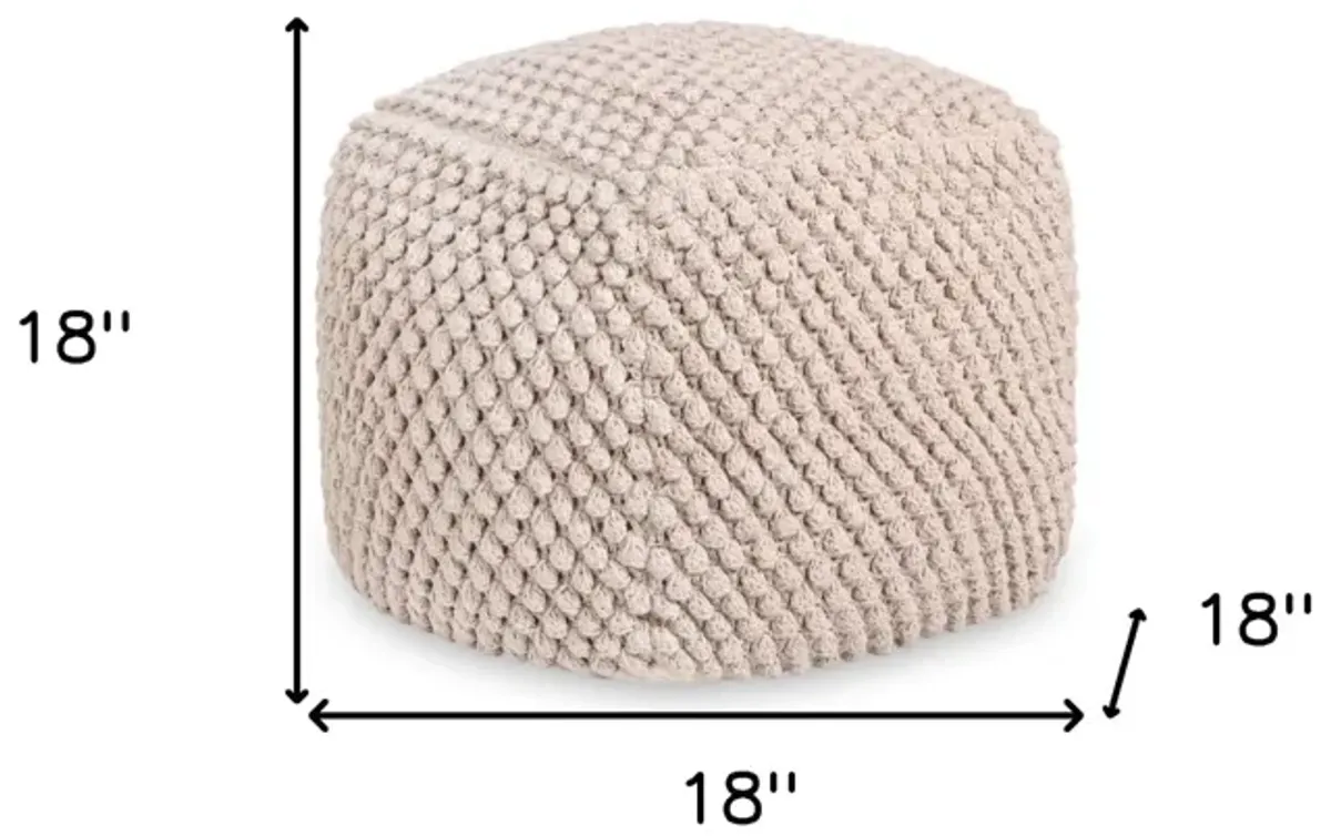 Cotton, Blend Pouf Ottoman - Ivory