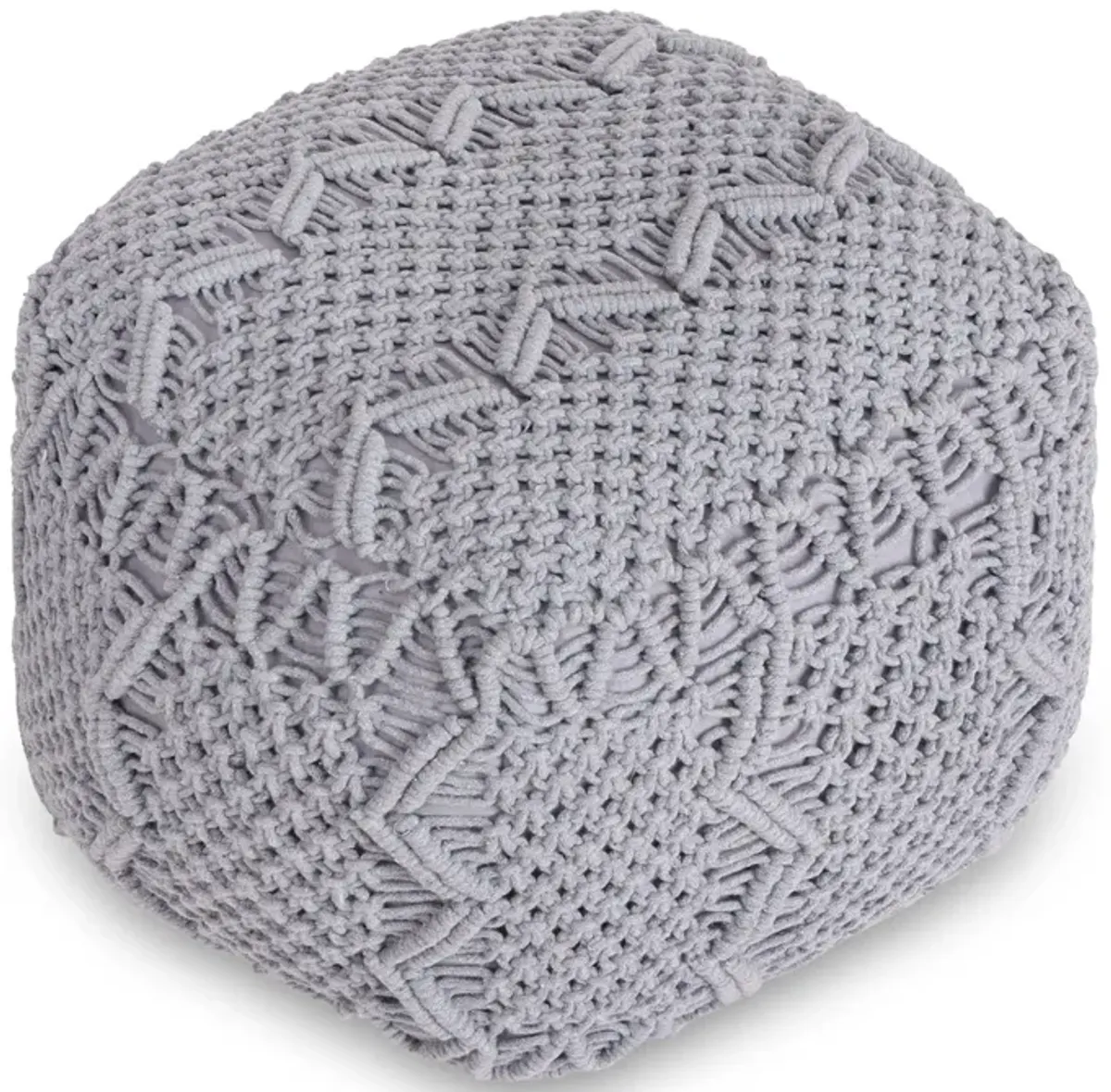 Cotton Blend Pouf Ottoman - Light Gray