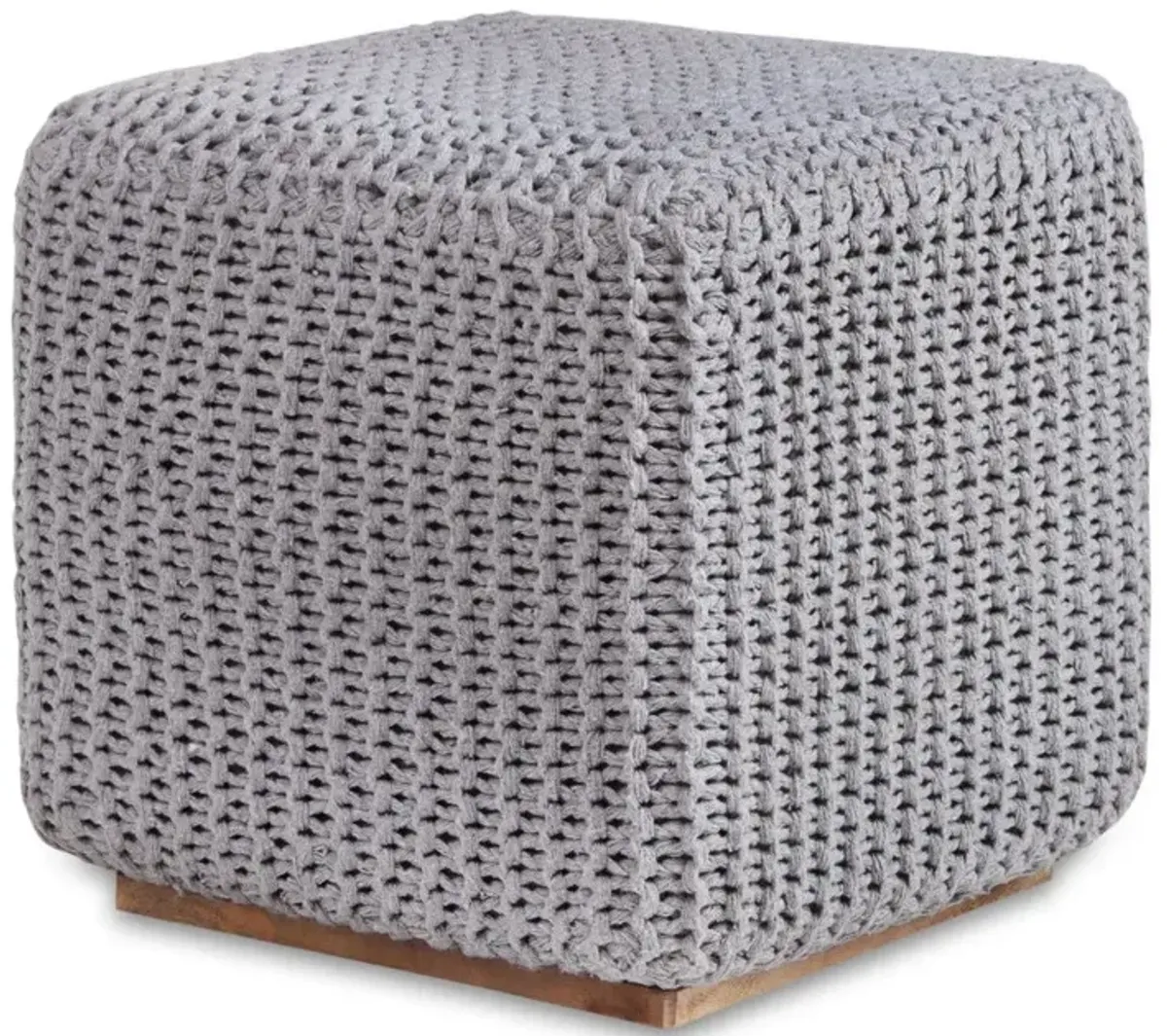 Cotton Blend, Pouf Ottoman - Light Gray