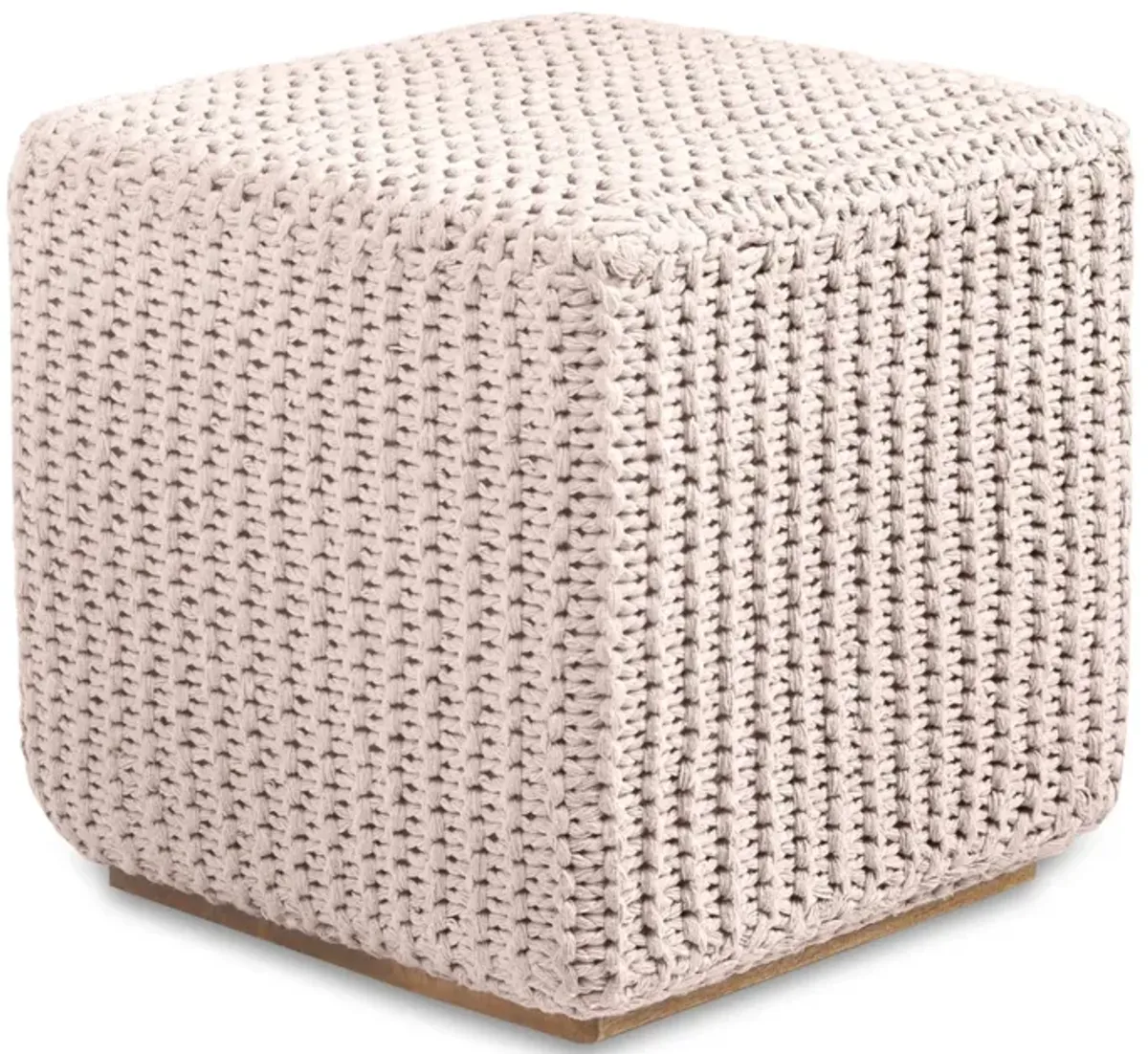 Cotton Blend, Pouf Ottoman - Ivory