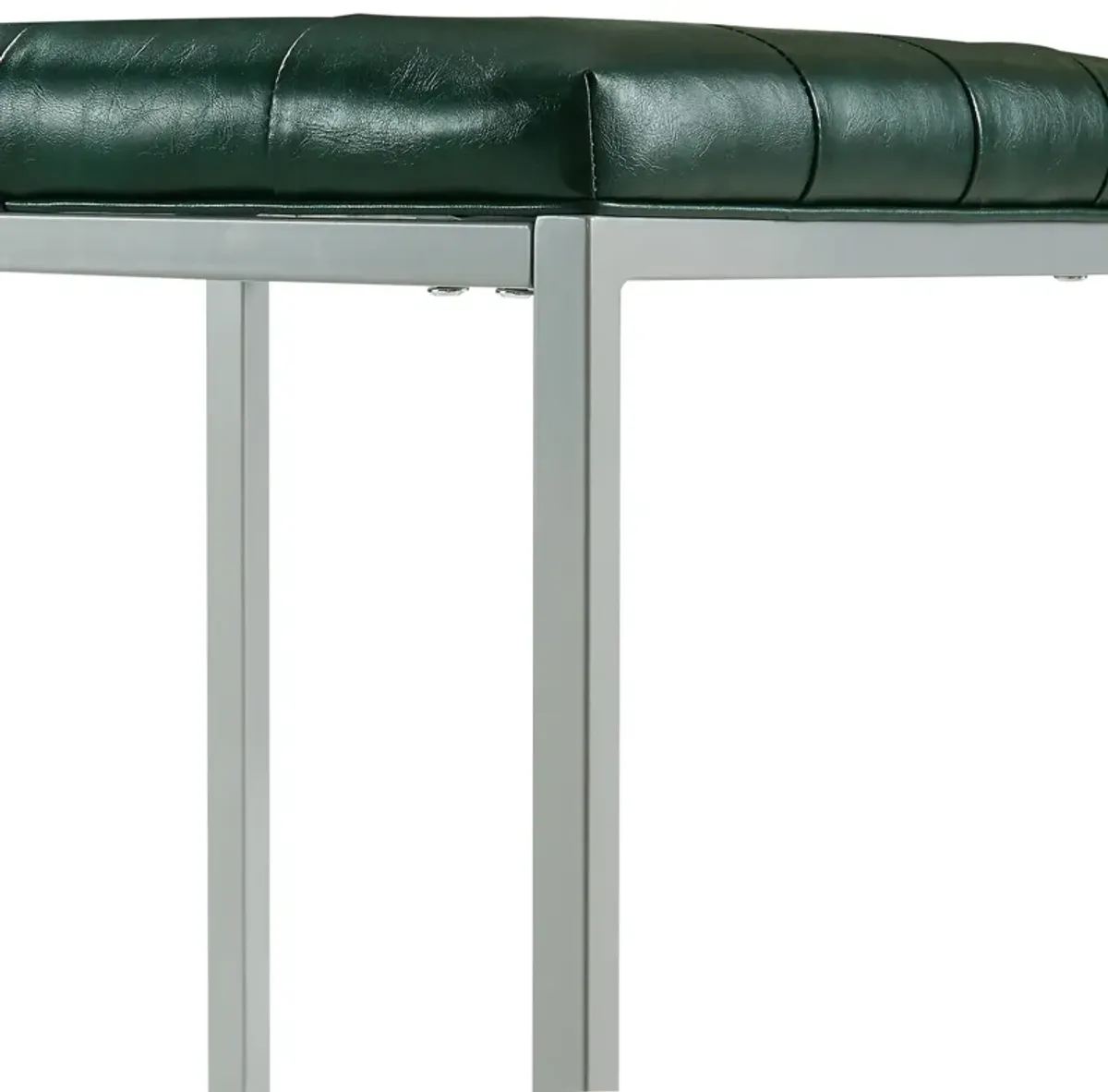 Faux Leather Cube Ottoman - Green / Gray