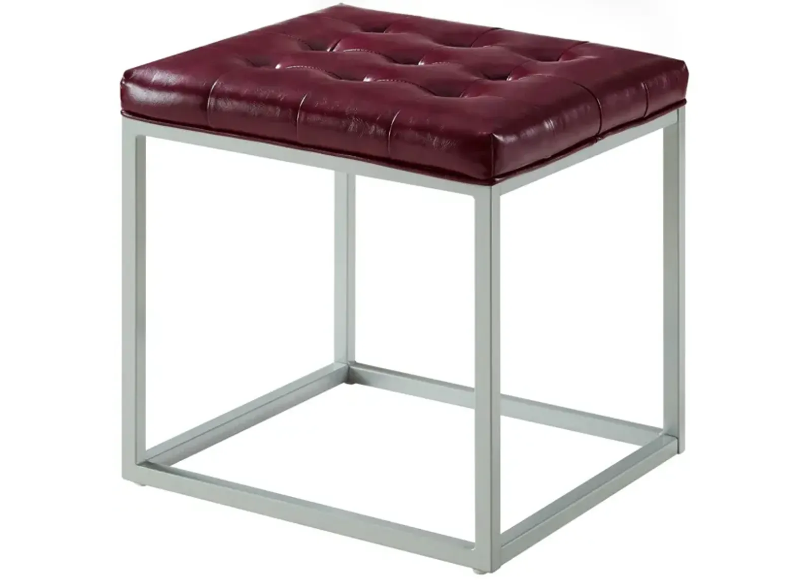 Faux Leather Cube Ottoman - Purple / Gray