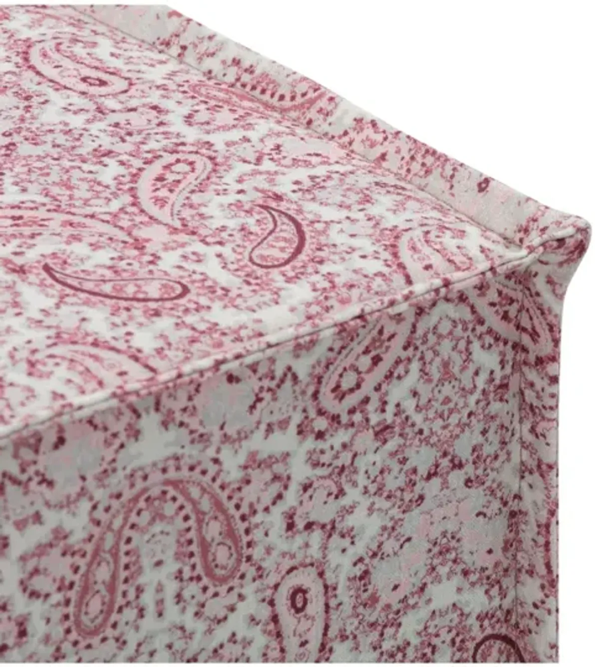 Linen Floral Ottoman - Red