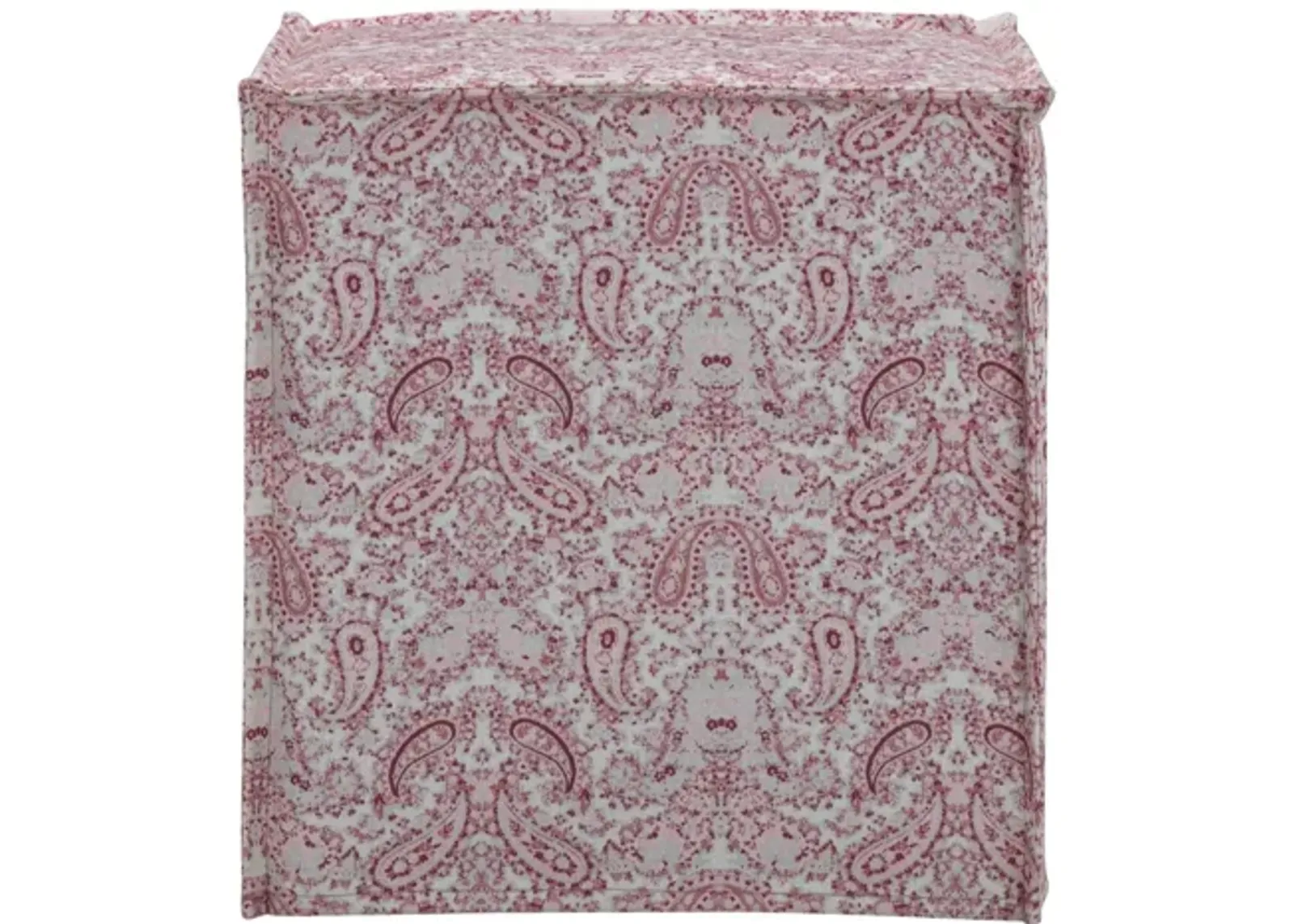 Linen Floral Ottoman - Red