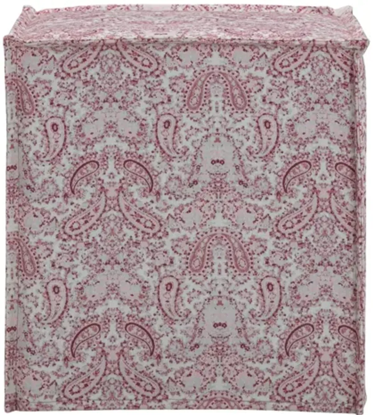 Linen Floral Ottoman - Red