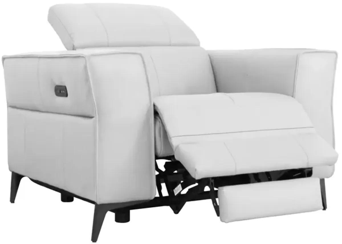 Genuine Leather Power Recliner - White