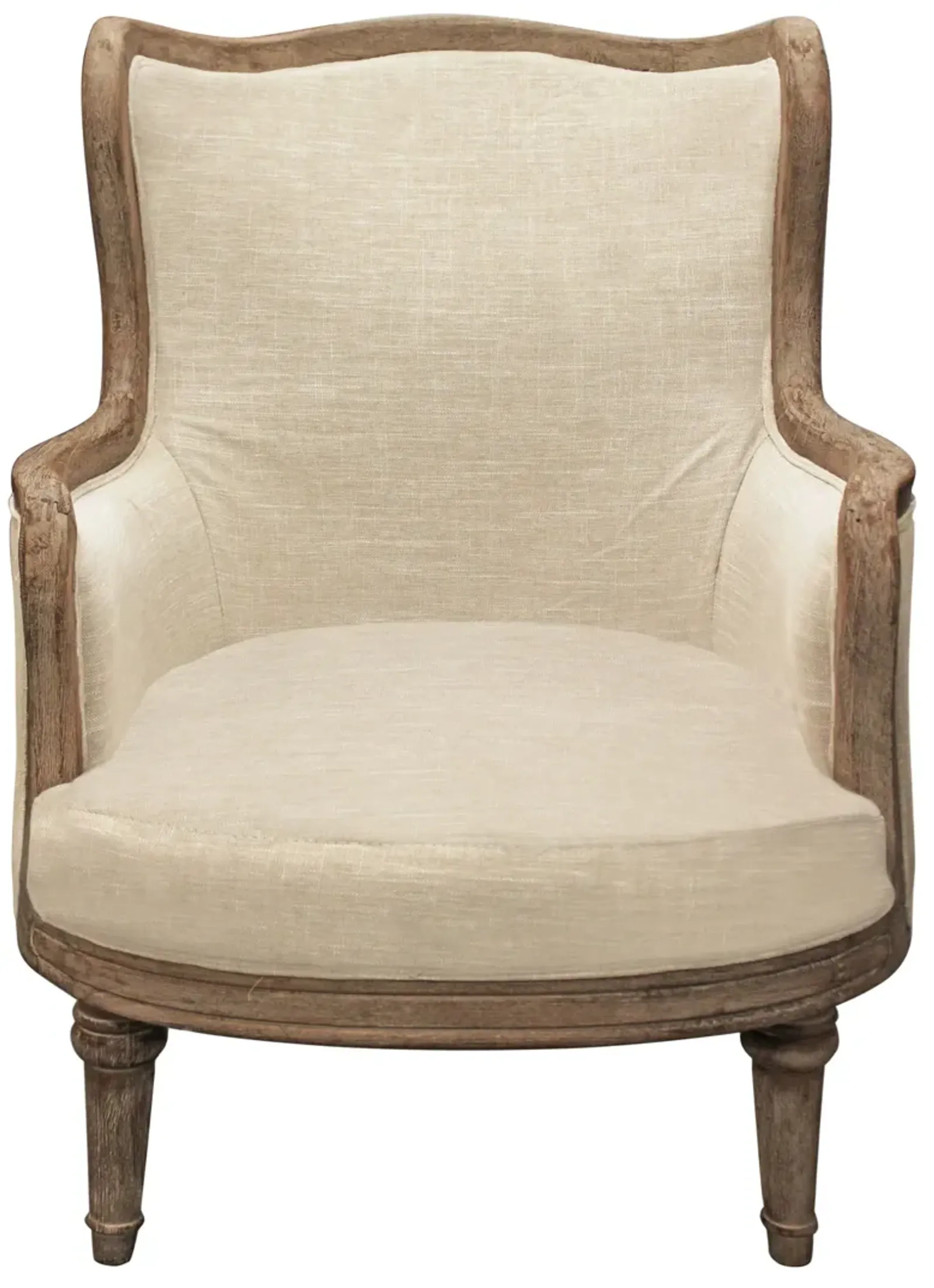 Linen And Natural Solid Color Arm Chair - Ivory