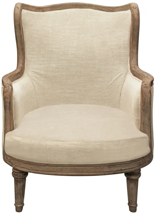 Linen And Natural Solid Color Arm Chair - Ivory