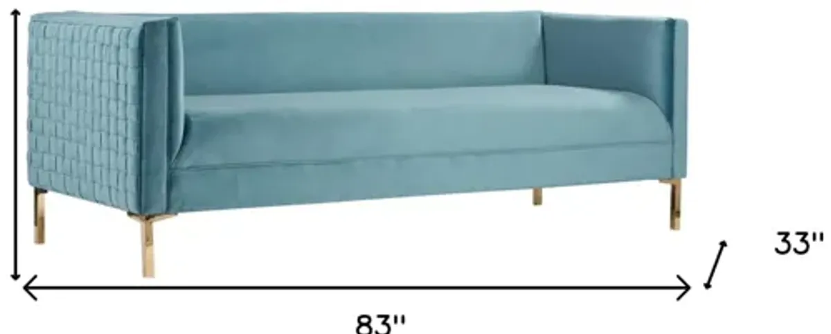 Velvet Sofa With Gold Legs - Teal Blue