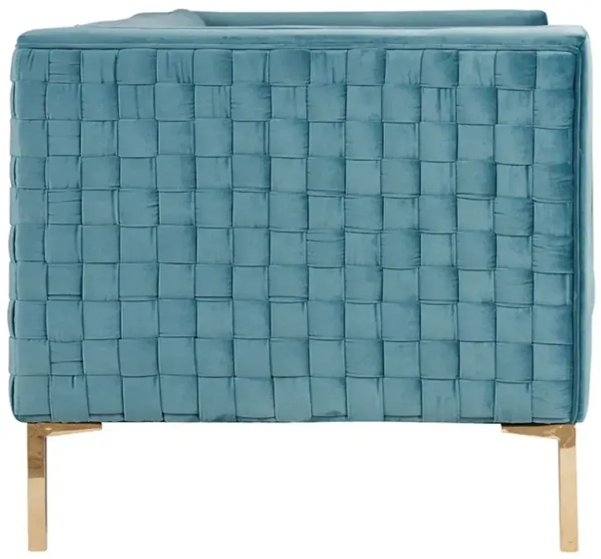 Velvet Sofa With Gold Legs - Teal Blue