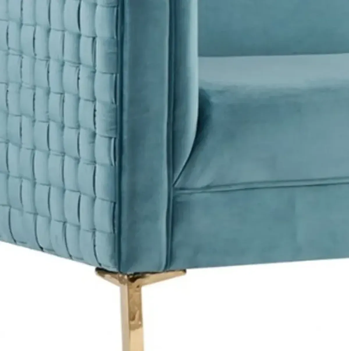 Velvet Sofa With Gold Legs - Teal Blue