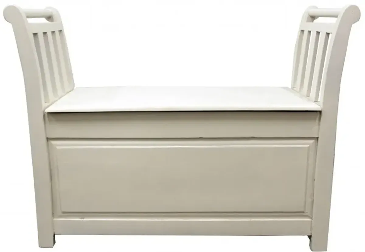 Solid Wood Entryway Bench With Flip Top And High Sides - White