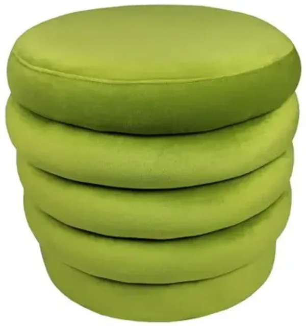 Velvet Tufted Round Cocktail Ottoman - Green