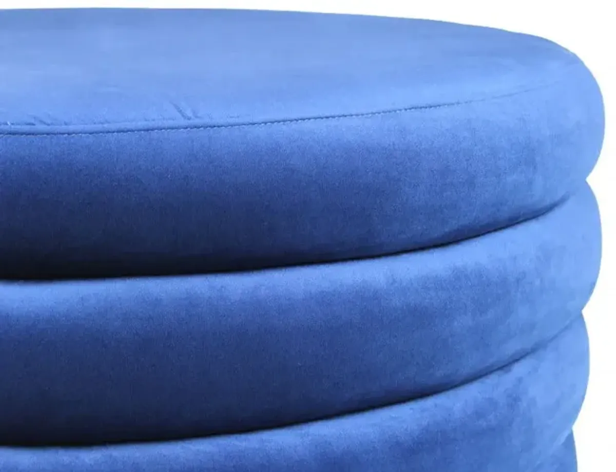 Velvet Tufted Round Cocktail Ottoman - Blue