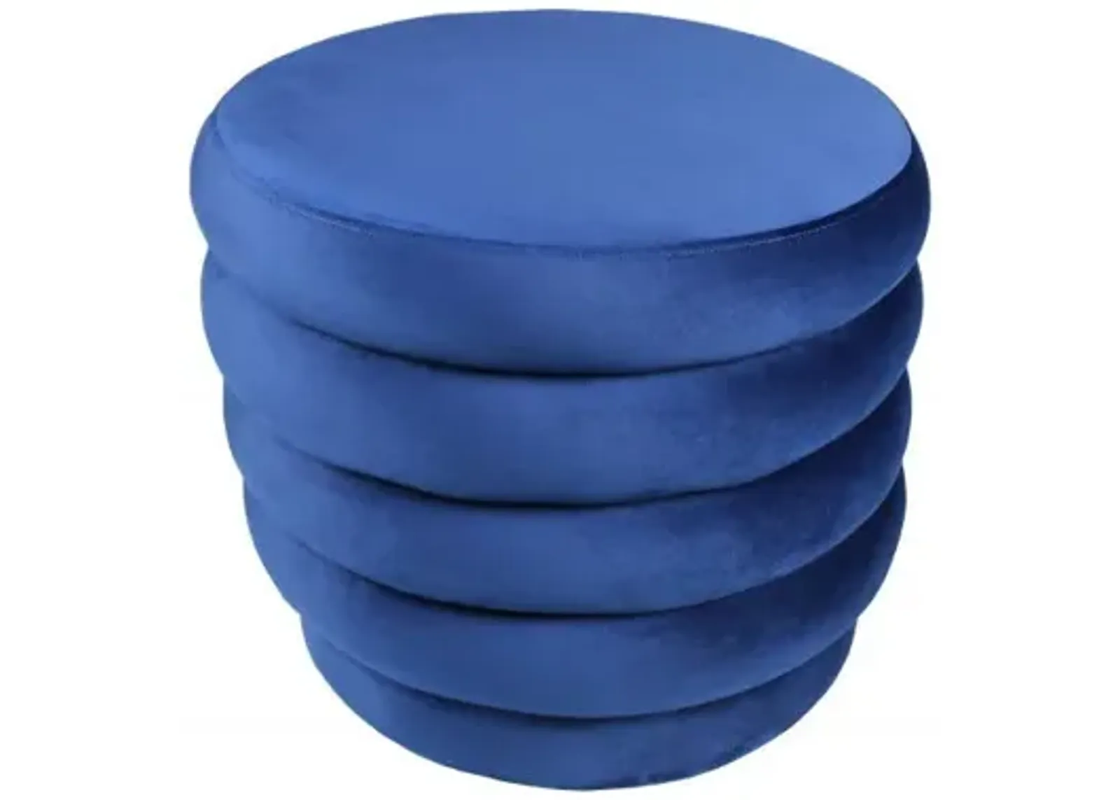 Velvet Tufted Round Cocktail Ottoman - Blue