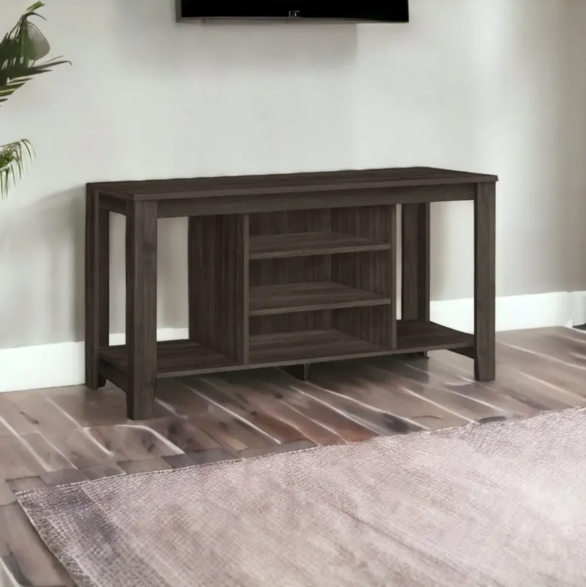 Open Shelving TV Stand - Brown