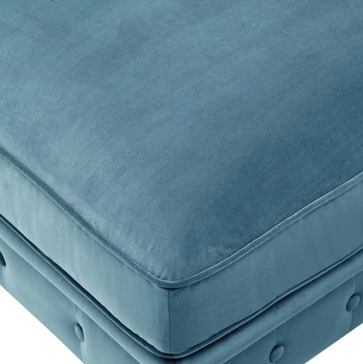 Velvet Rolling Tufted Cocktail Ottoman - Teal Blue / Natural