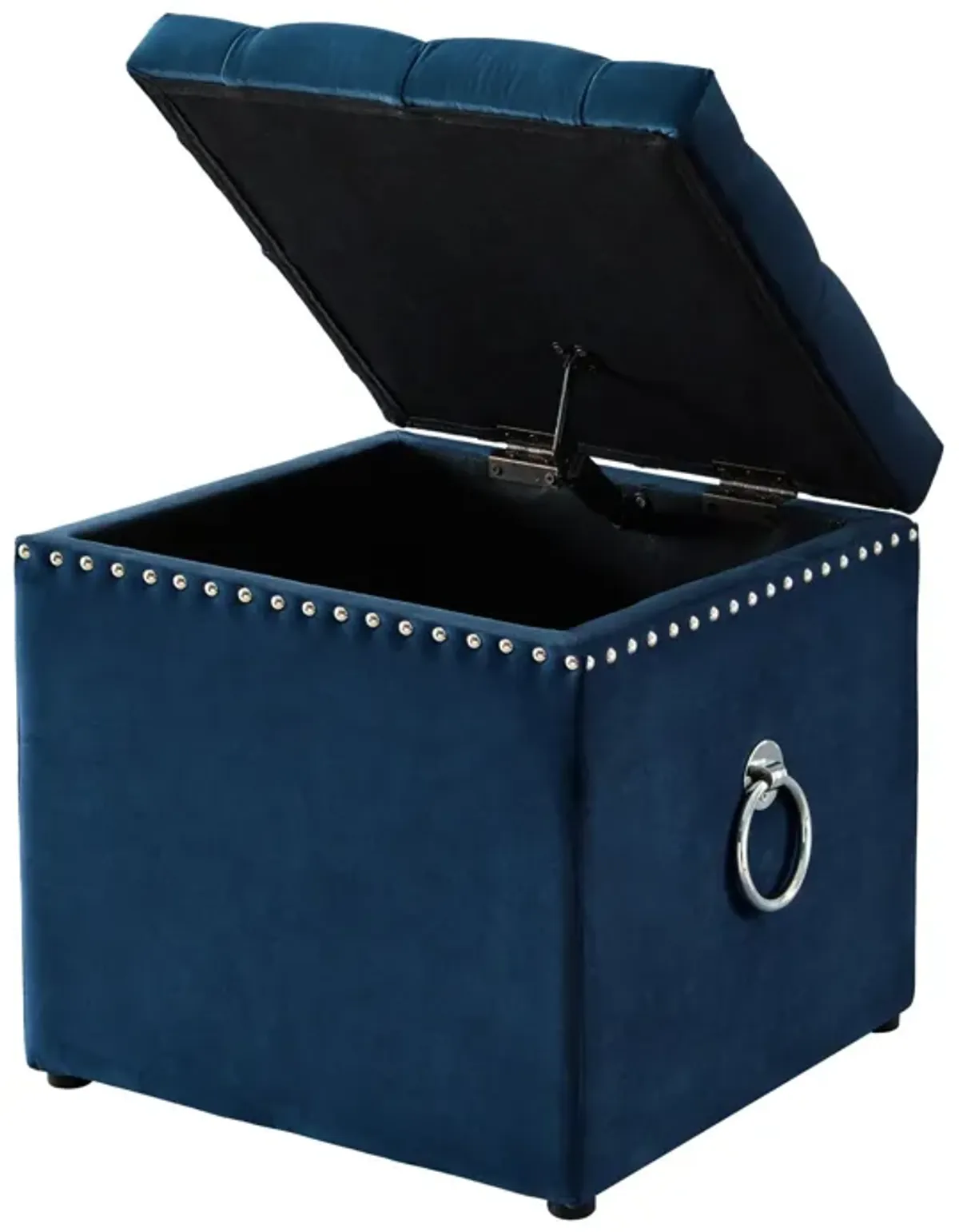 Velvet Tufted Storage - Navy Blue / Black