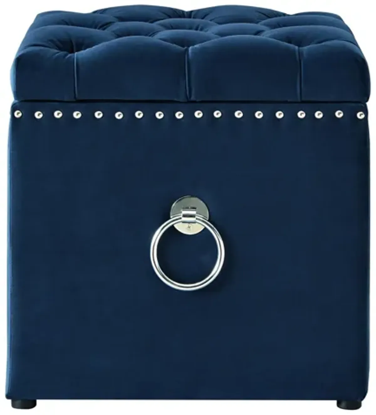 Velvet Tufted Storage - Navy Blue / Black