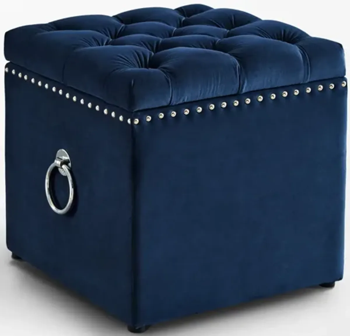 Velvet Tufted Storage - Navy Blue / Black