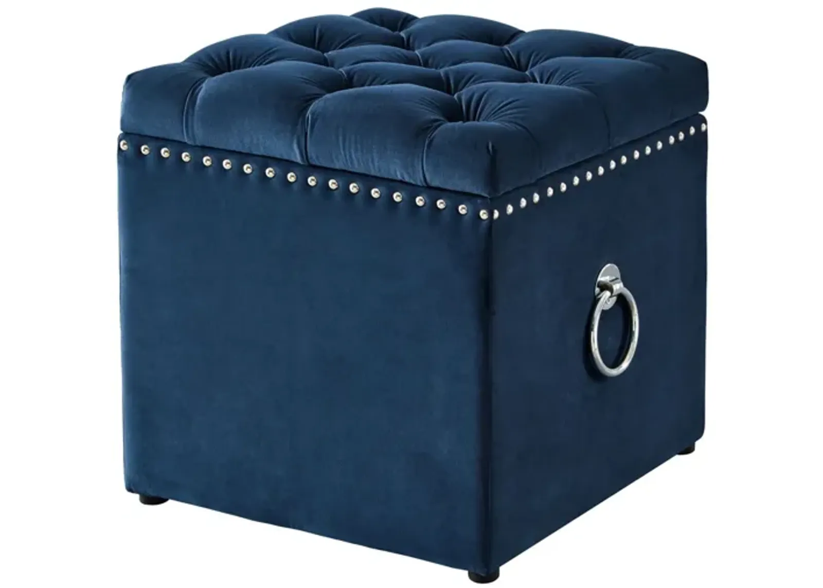 Velvet Tufted Storage - Navy Blue / Black