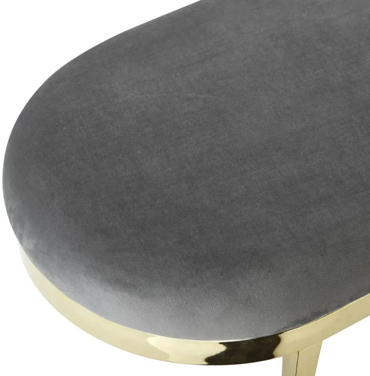 Upholstered Velvet Bench - Gold / Gray