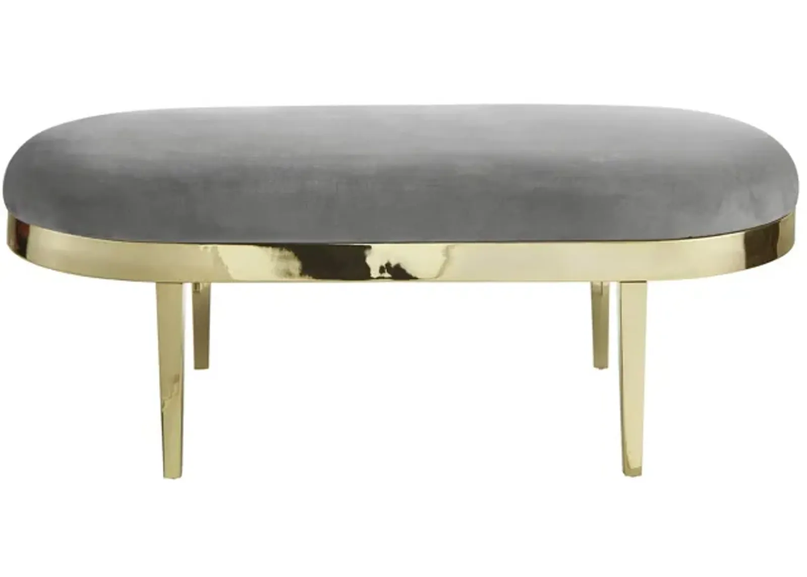 Upholstered Velvet Bench - Gold / Gray