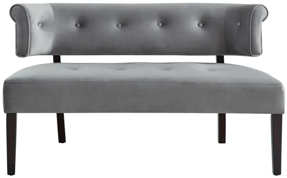 Upholstered Velvet Bench - Brown / Gray