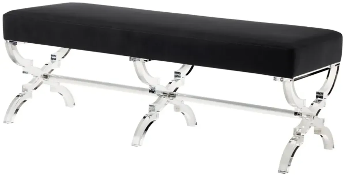 Upholstered Velvet Bench - Clear / Black