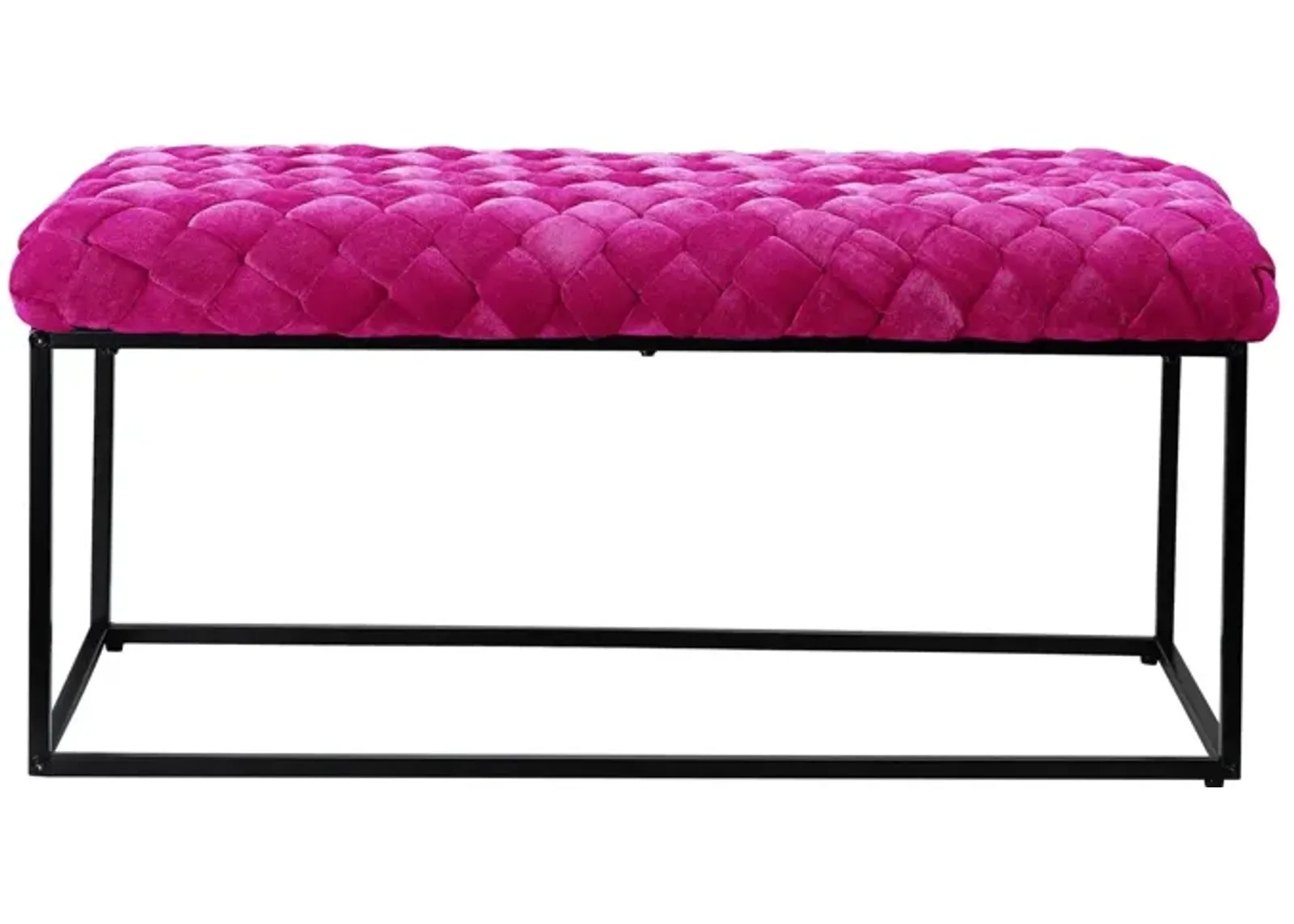 Upholstered Velvet Bench - Fuchsia / Black