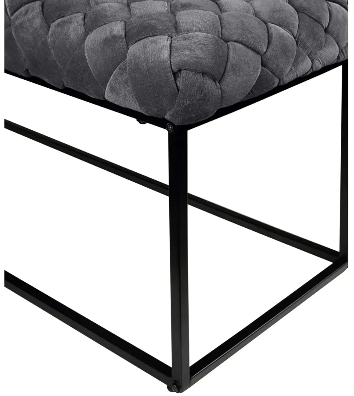 Upholstered Velvet Bench - Gray / Black