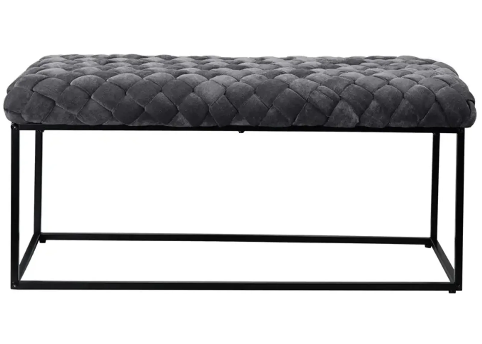 Upholstered Velvet Bench - Gray / Black