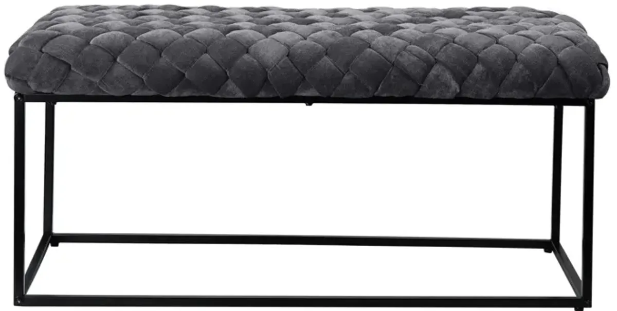 Upholstered Velvet Bench - Gray / Black