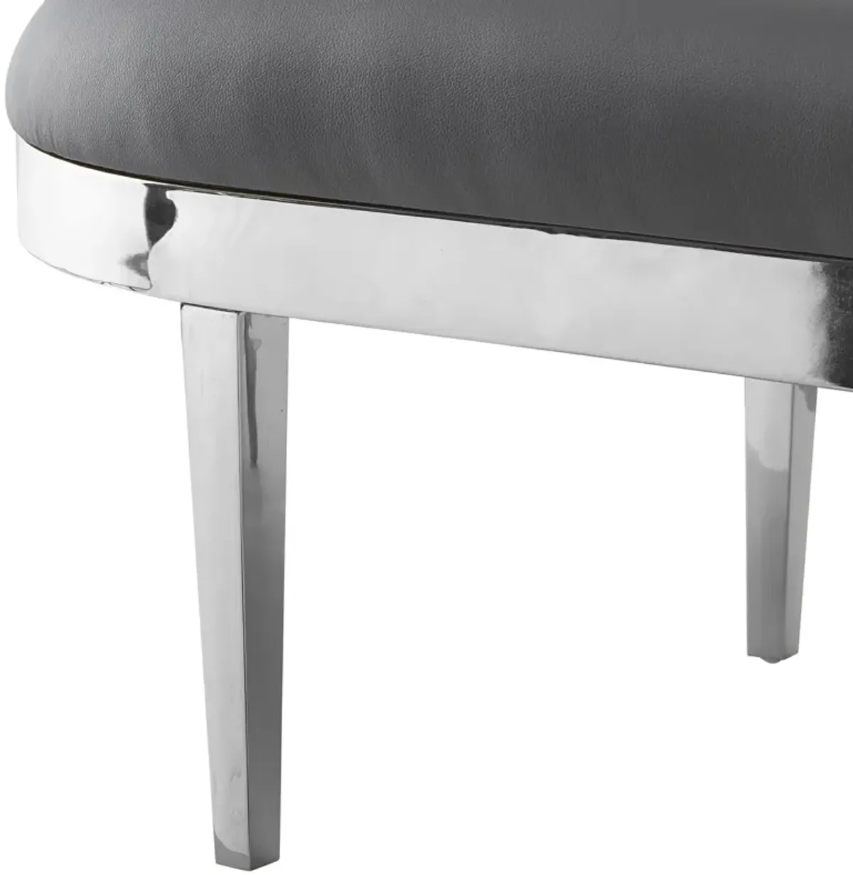 Upholstered Faux Leather Bench - Silver / Gray