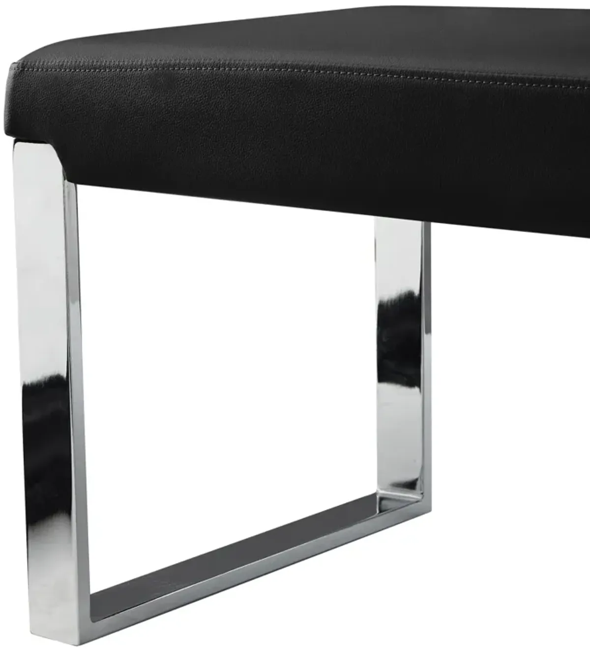 Upholstered Faux Leather Bench - Silver / Black