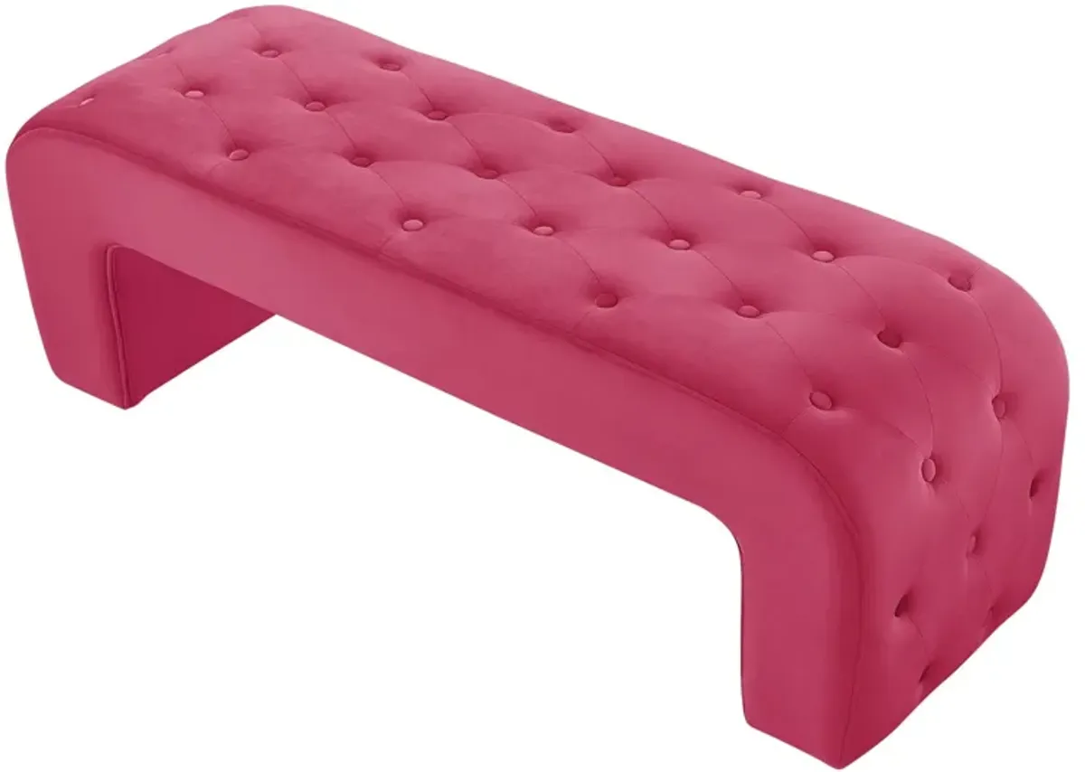 Upholstered Velvet Bench - Fuchsia