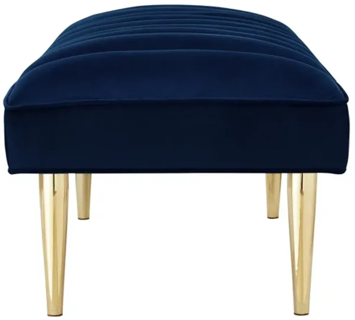 Upholstered Velvet Bench 53" - Navy Blue / Gold