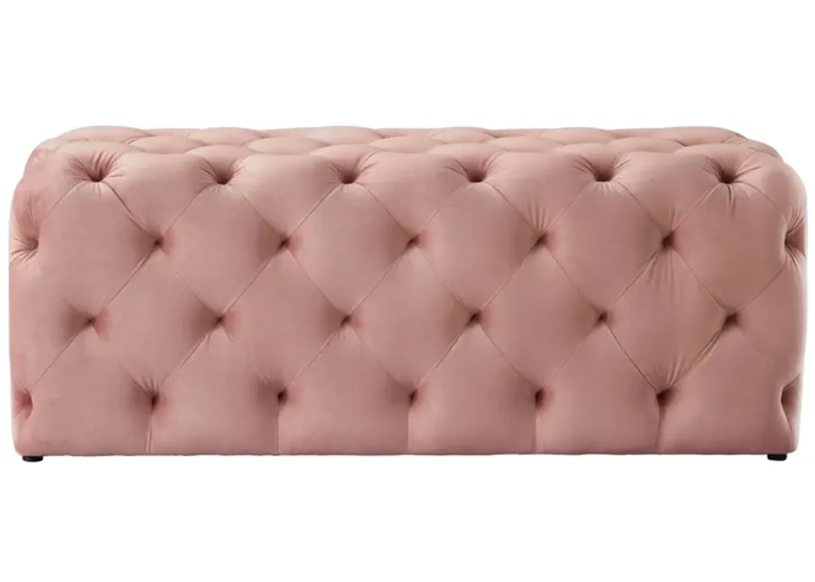 Upholstered Velvet Bench - Blush / Black